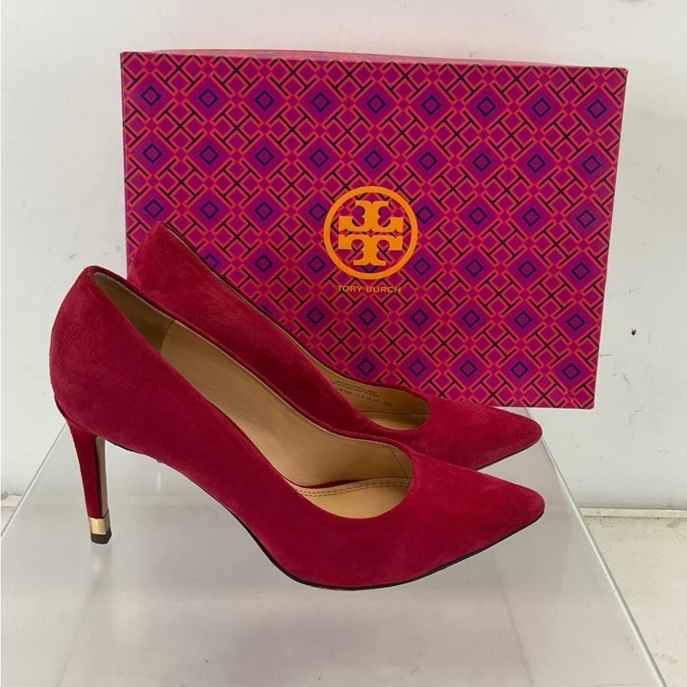 Tory Burch Crimson Suede Heels
